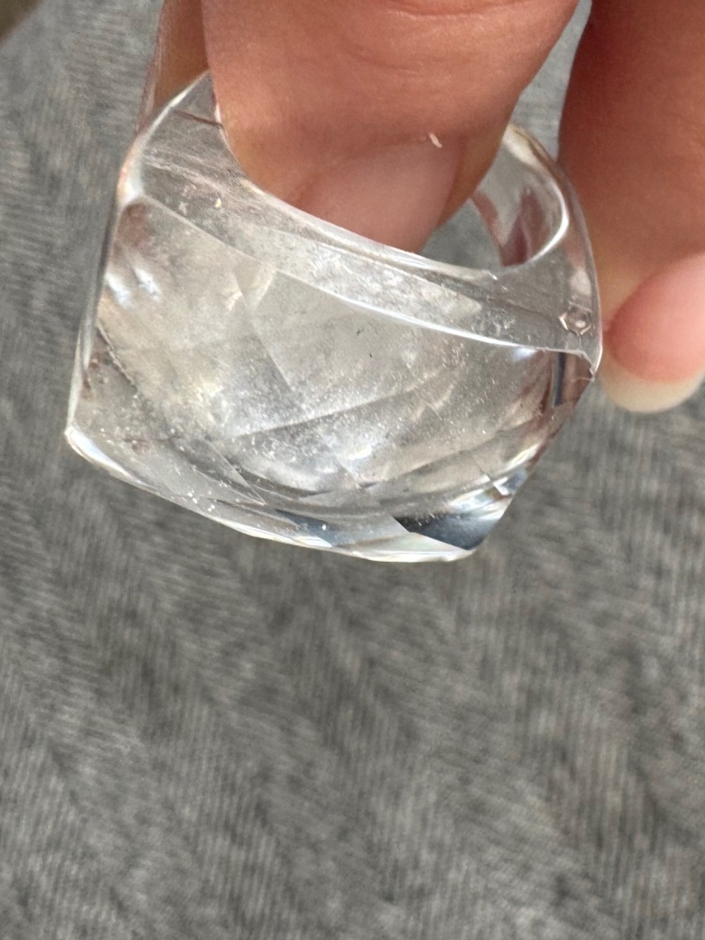 NWOT, ROOST, FACETED TOP, CLEAR ACRYLIC RING, SIZE 7 - Picture 10 of 14